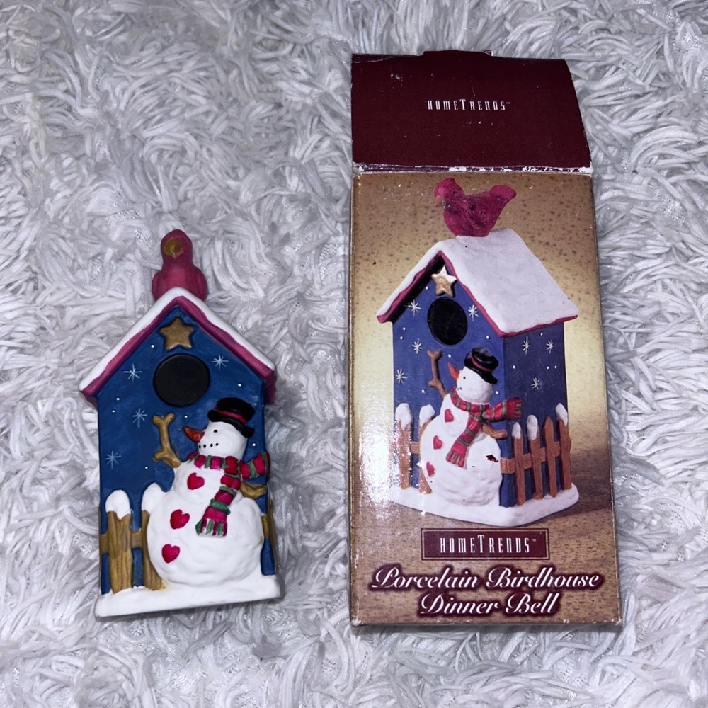 Free w purchase Snowman House Bird Bell Christmas Ornament 5" Tall